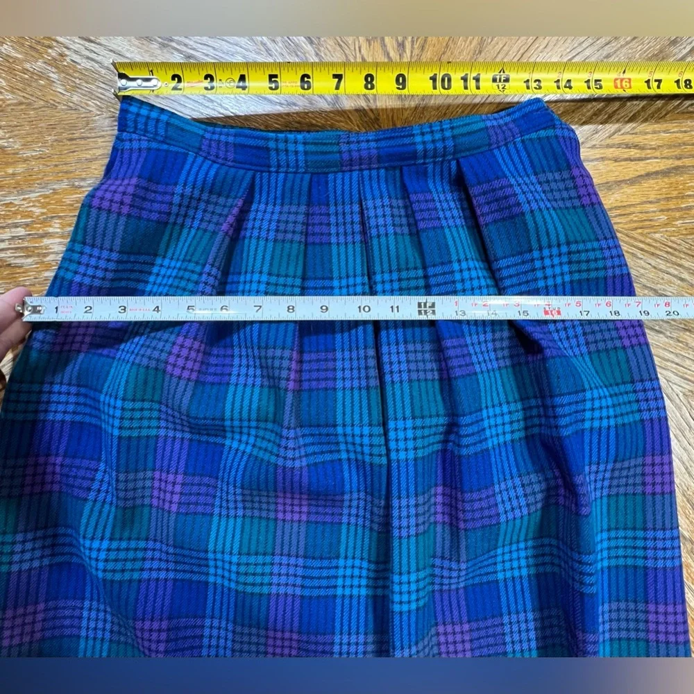 VINTAGE Pendleton‎ 70a 80s tartan plaid pleated wool midi skirt dark academia